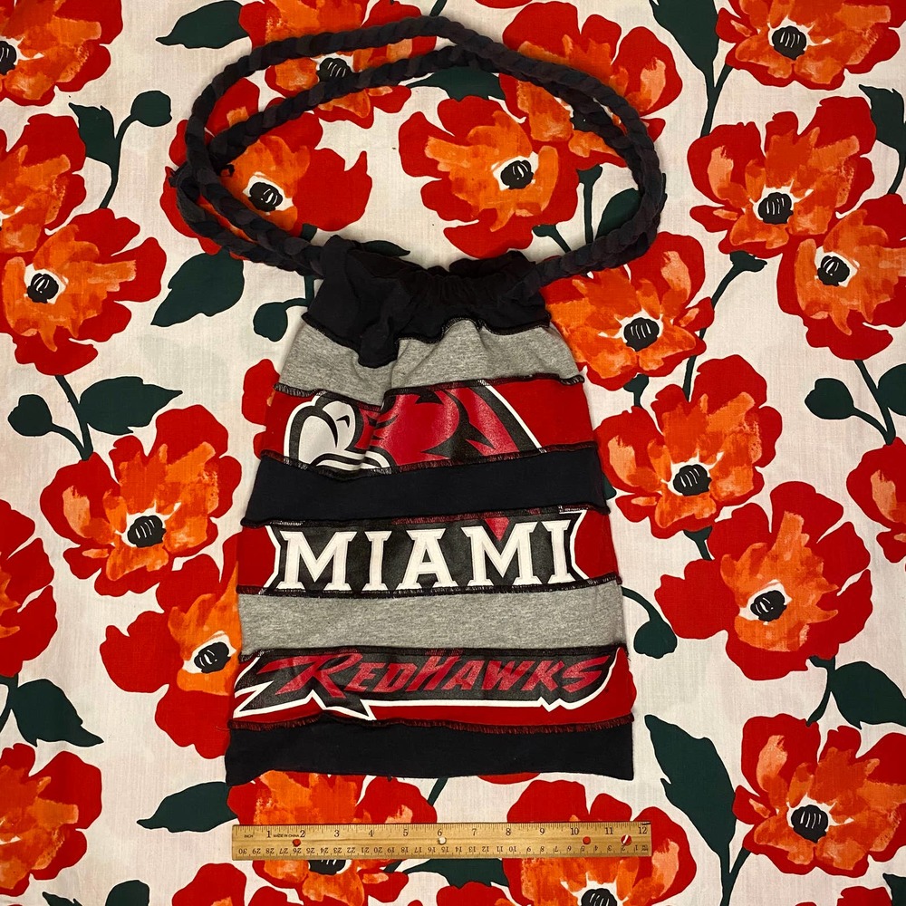 Miami Redhawks Love Worn Custom Draw String Tote Bag Red Grey Black